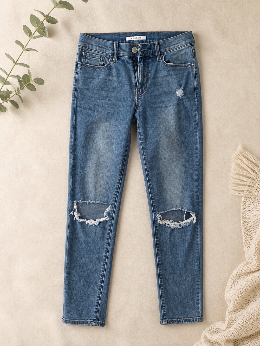 PacSun Light Blue Ripped Skinny Jeans high rise distressed grunge, beach